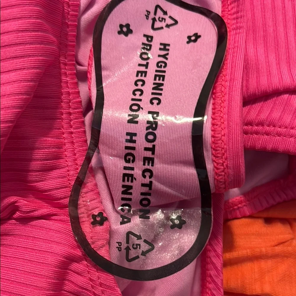 Herseas Pink Ribbed Women's Swimwear Set Sz S. New in open bag